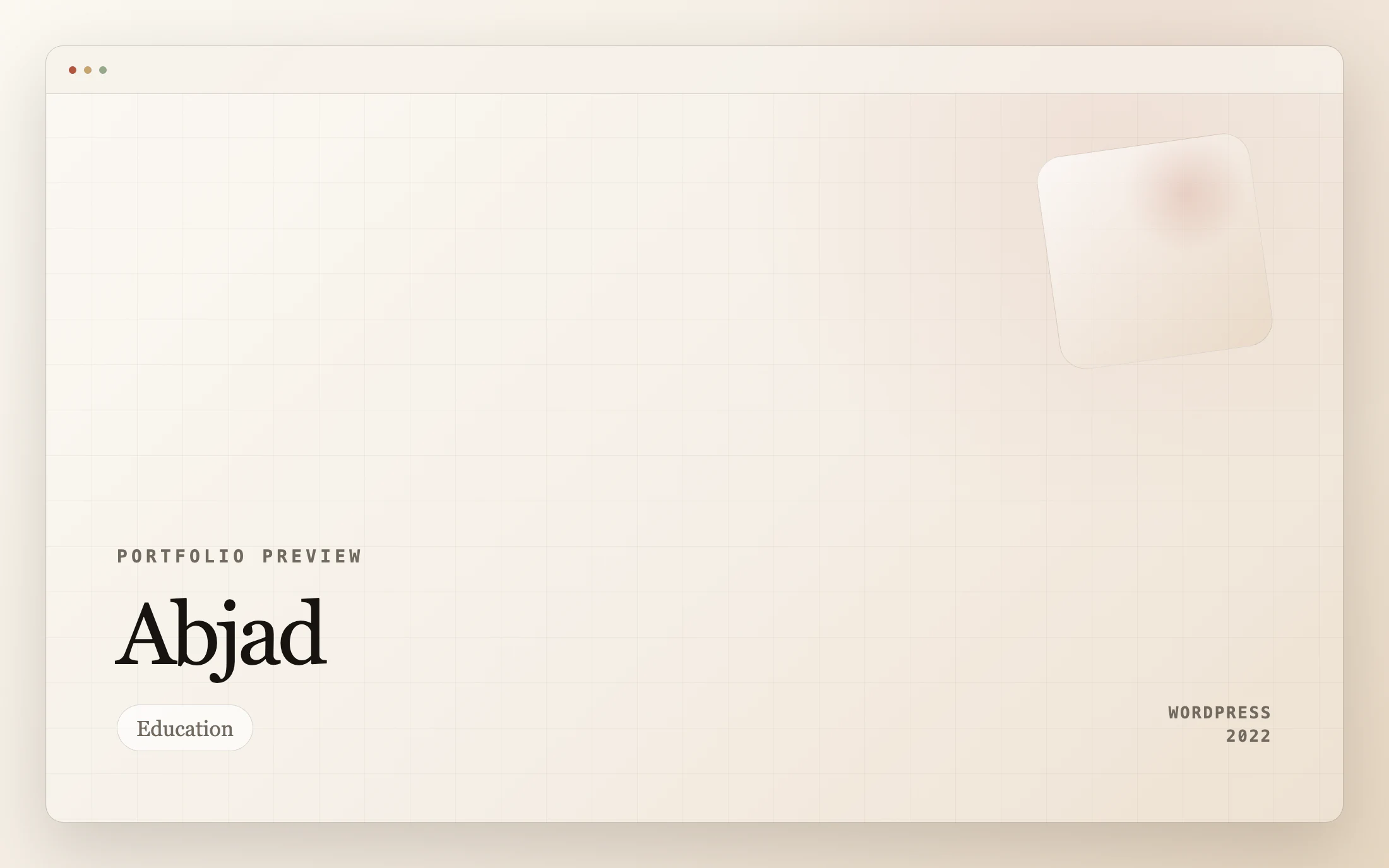 Abjad homepage screenshot — WordPress project by Adnan Khan
