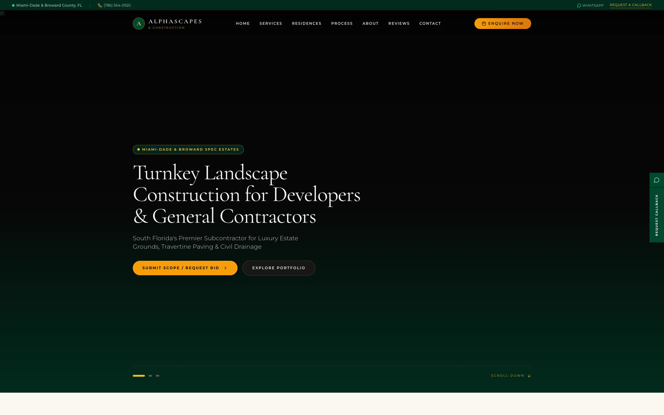 Alphascapes Construction homepage screenshot — WordPress project by Adnan Khan