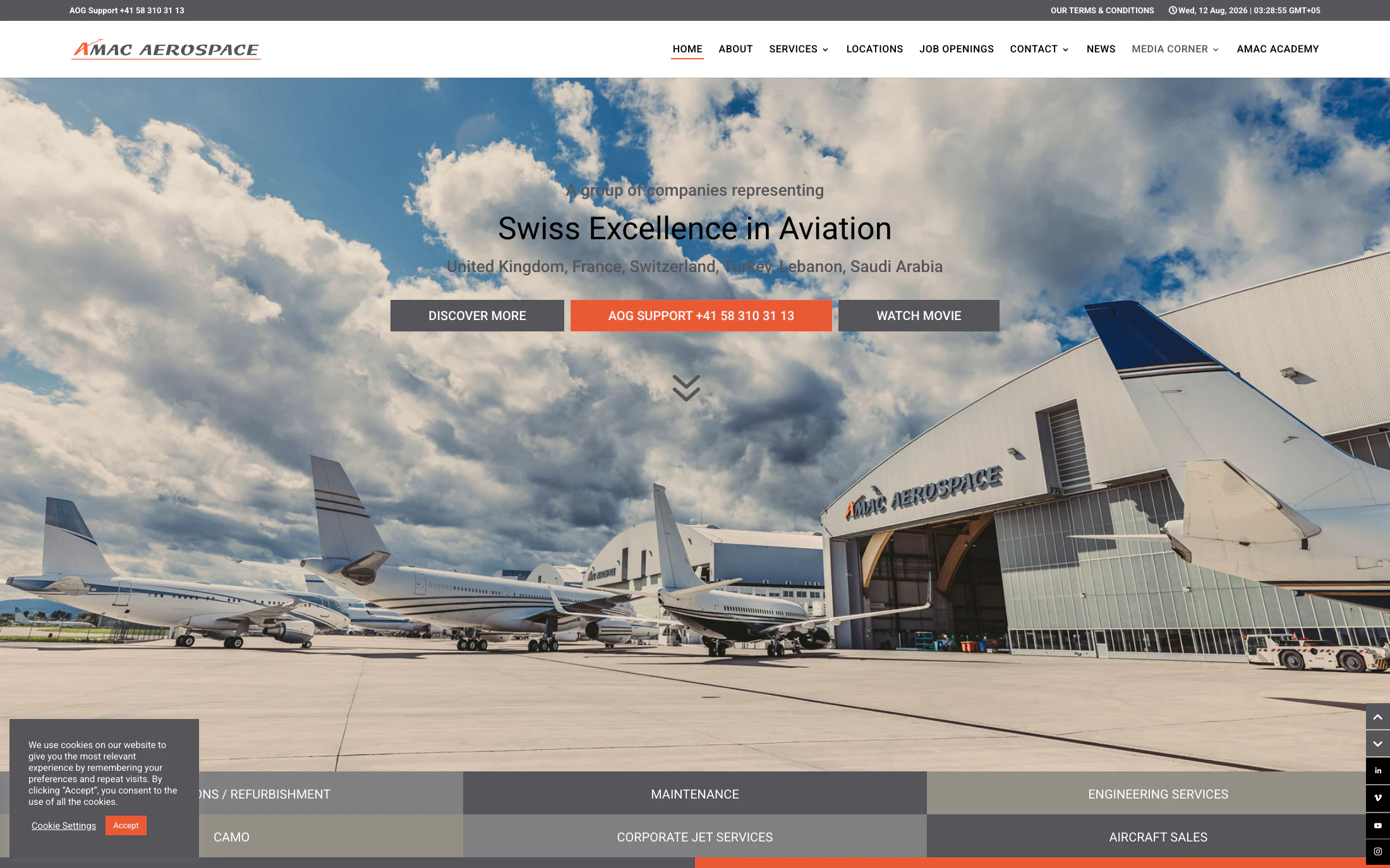 AMAC Aerospace homepage screenshot — WordPress project by Adnan Khan