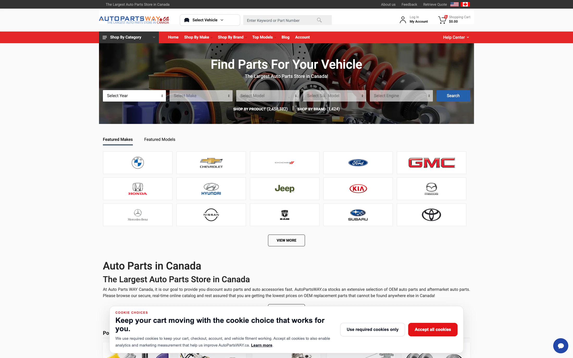 AutoPartsWay homepage screenshot — Custom project by Adnan Khan