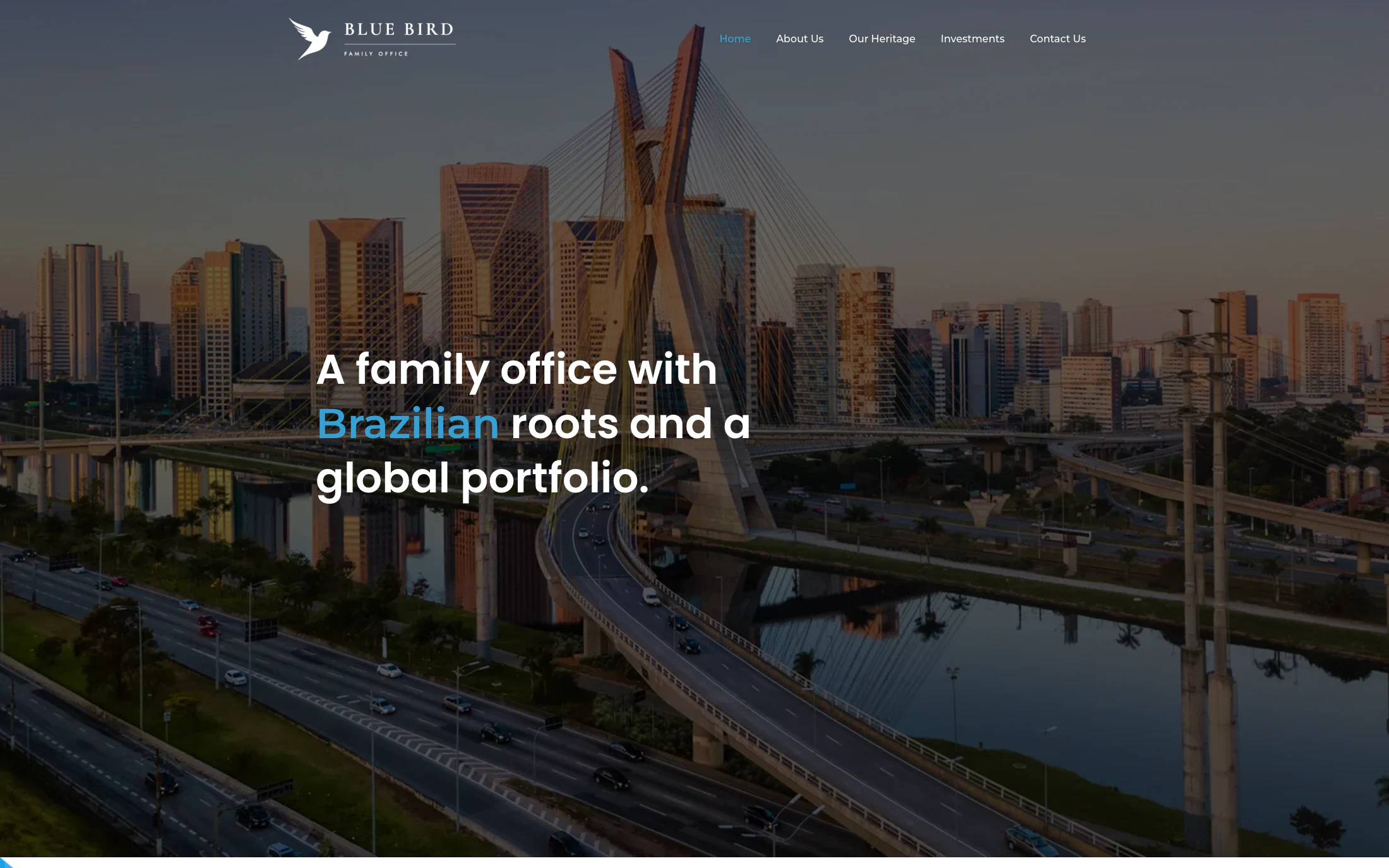 Blue Bird Family Office homepage screenshot — WordPress project by Adnan Khan