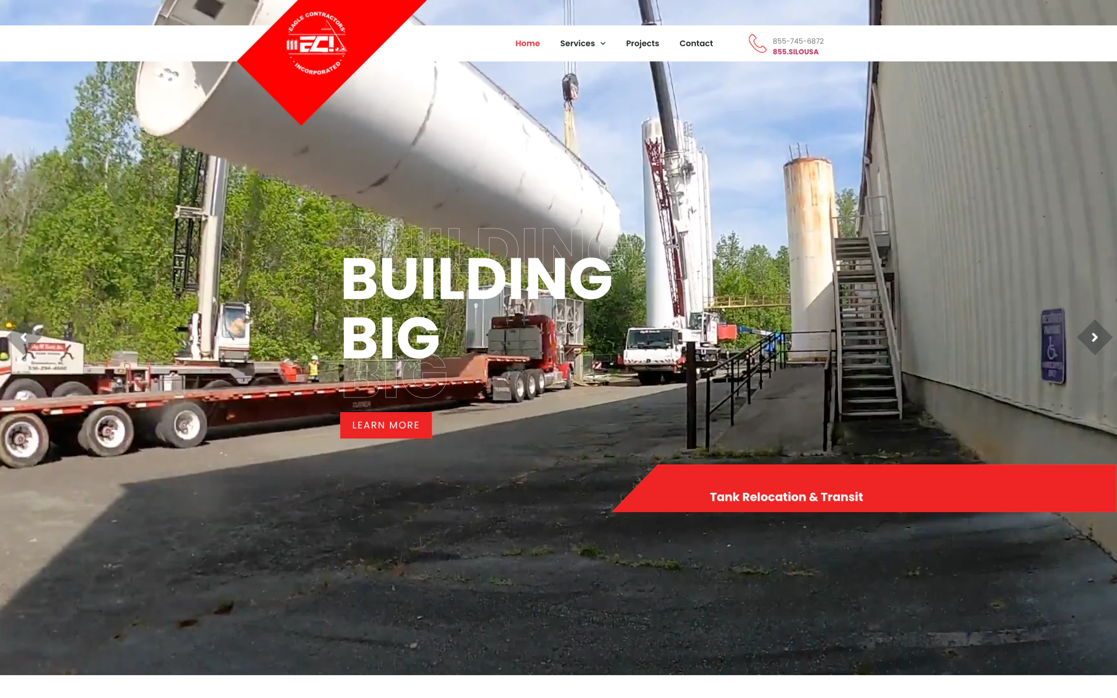 Eagle Contractors homepage screenshot — Custom project by Adnan Khan
