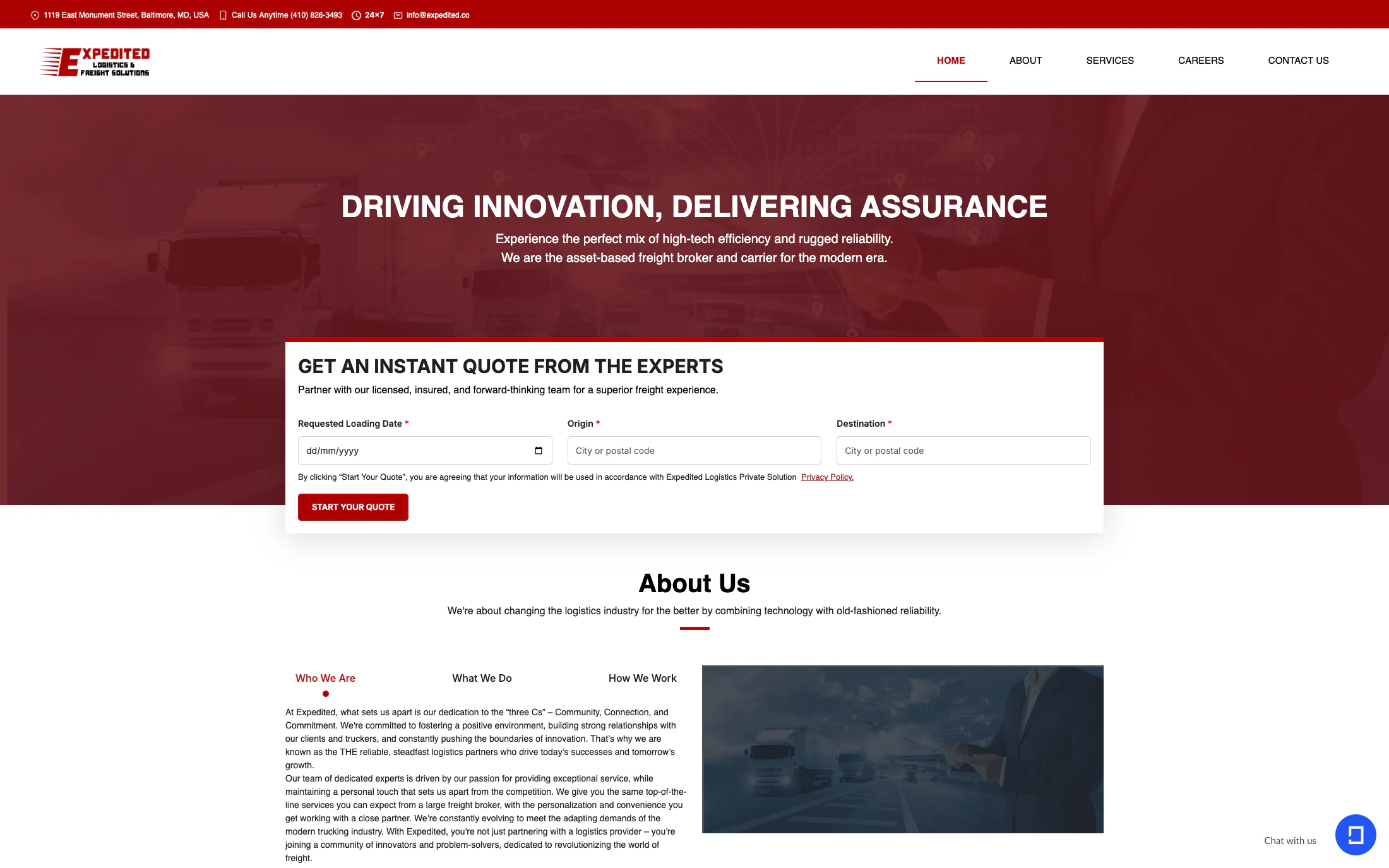 Expedited homepage screenshot — Custom project by Adnan Khan