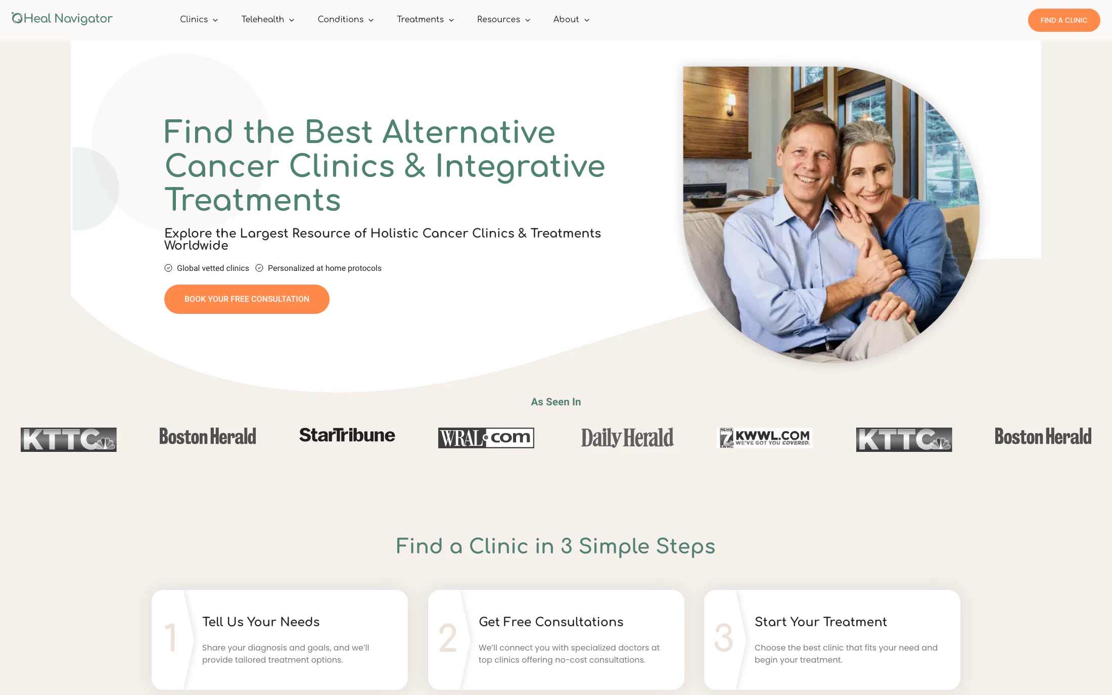 Heal Navigator homepage screenshot — WordPress + Elementor project by Adnan Khan