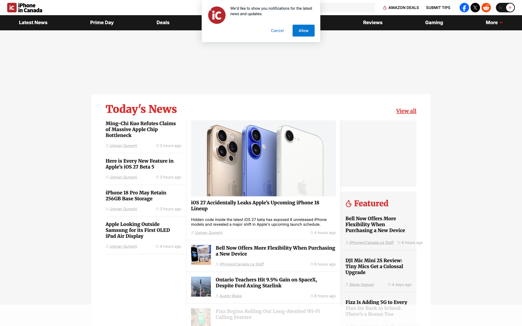 iPhone in Canada homepage screenshot — WordPress project by Adnan Khan