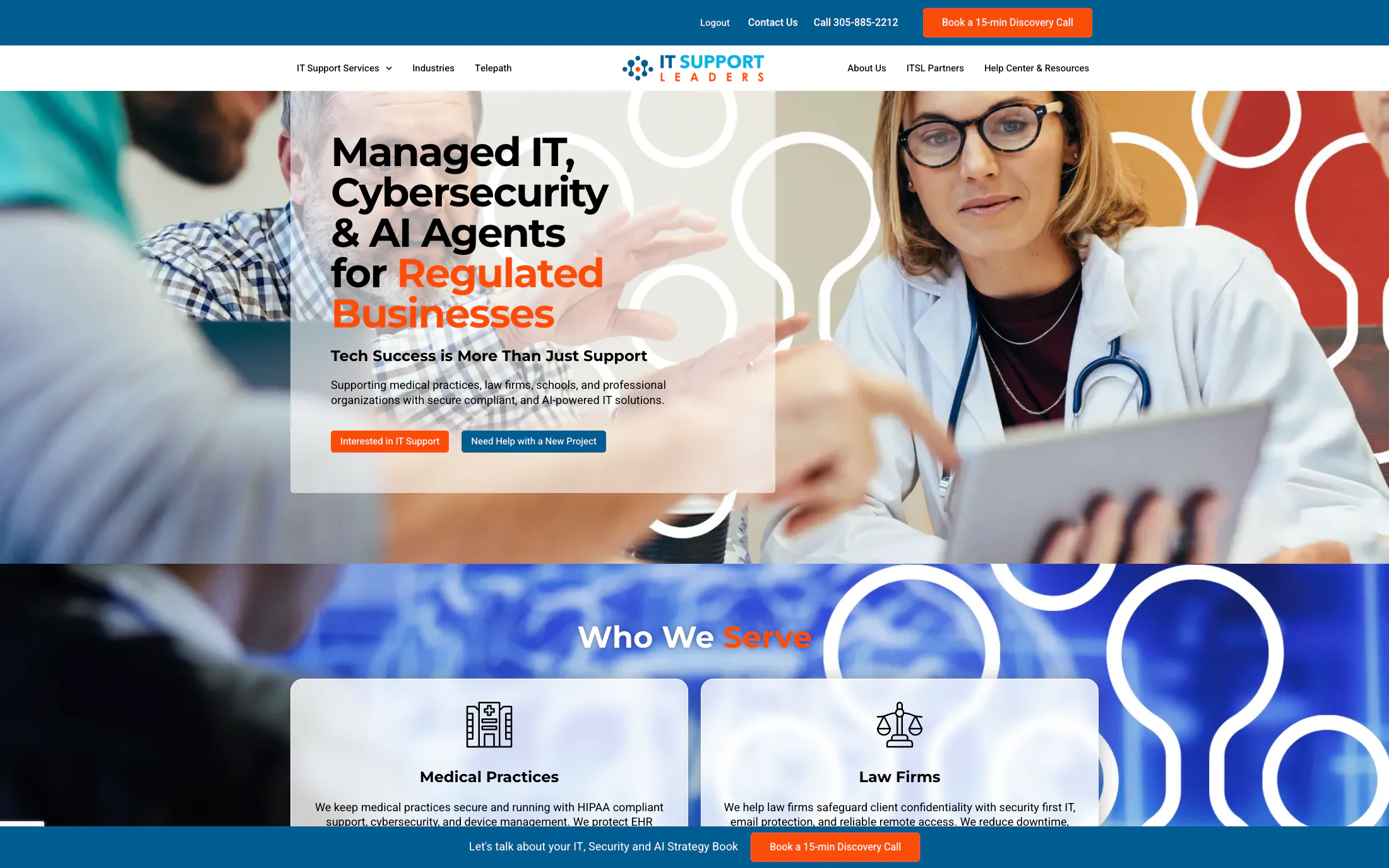 IT Support Leaders homepage screenshot — WordPress + Elementor Cloud project by Adnan Khan