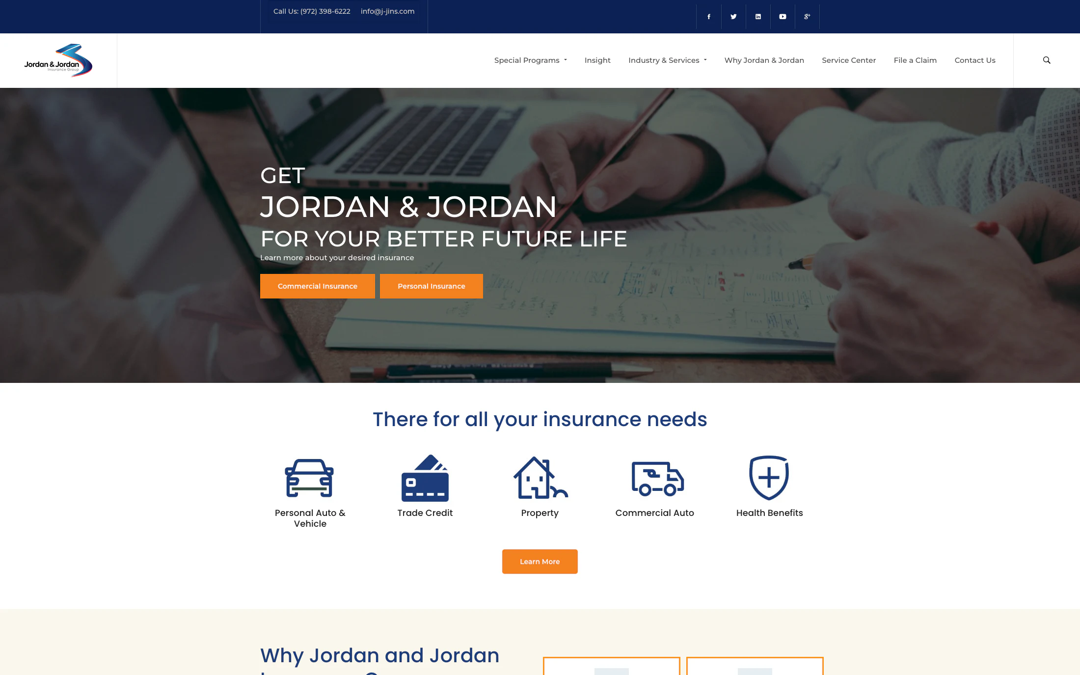 Jordan & Jordan Insurance homepage screenshot — WordPress project by Adnan Khan