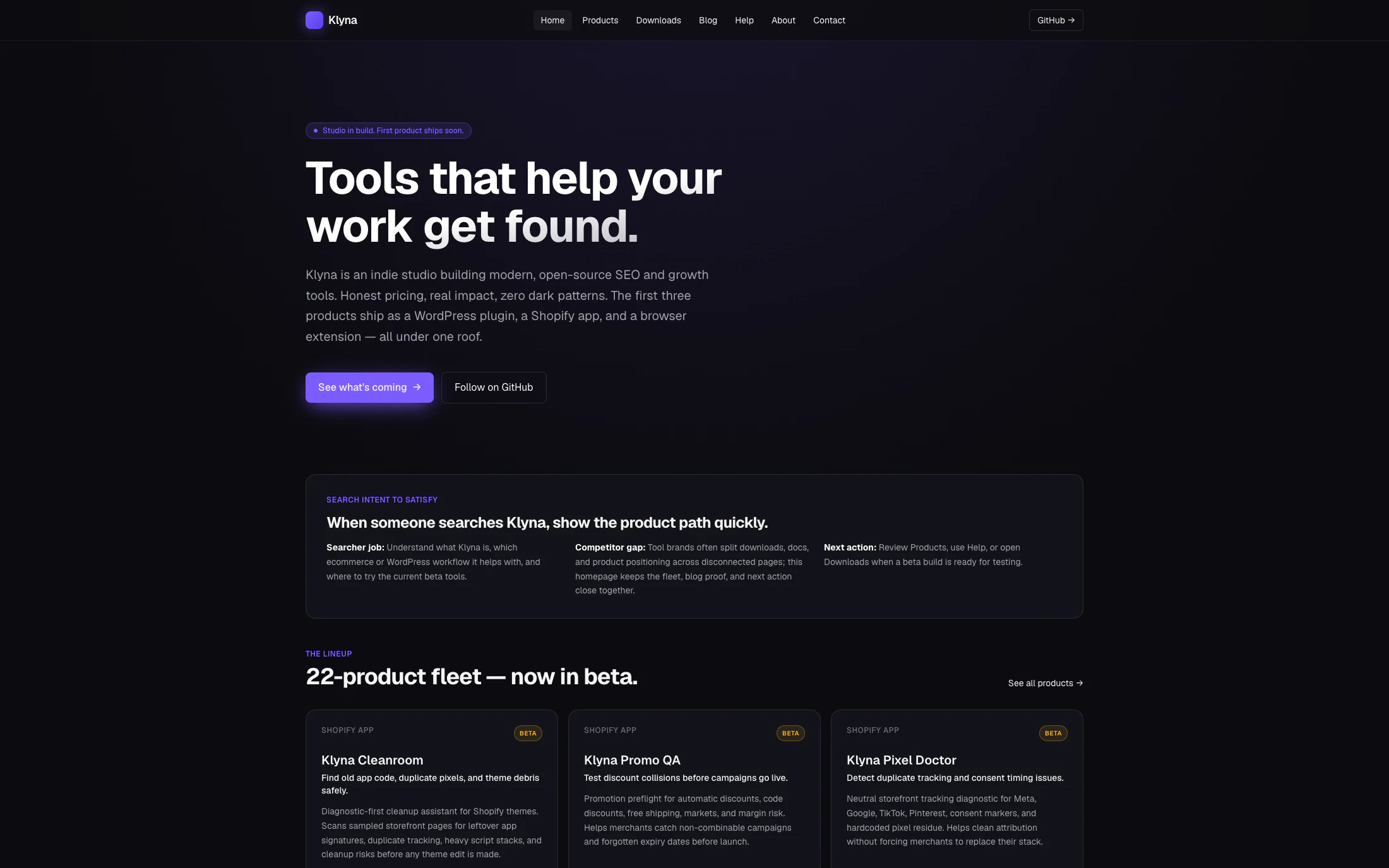 Klyna homepage screenshot — Custom platform project by Adnan Khan
