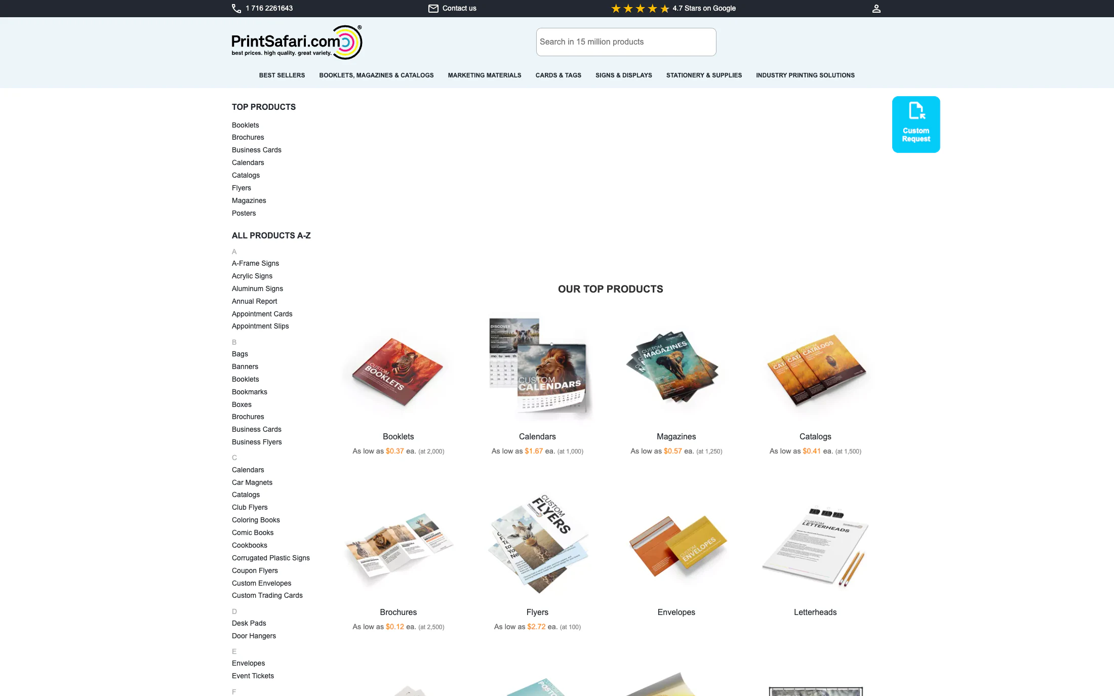 Printsafari homepage screenshot — WordPress project by Adnan Khan