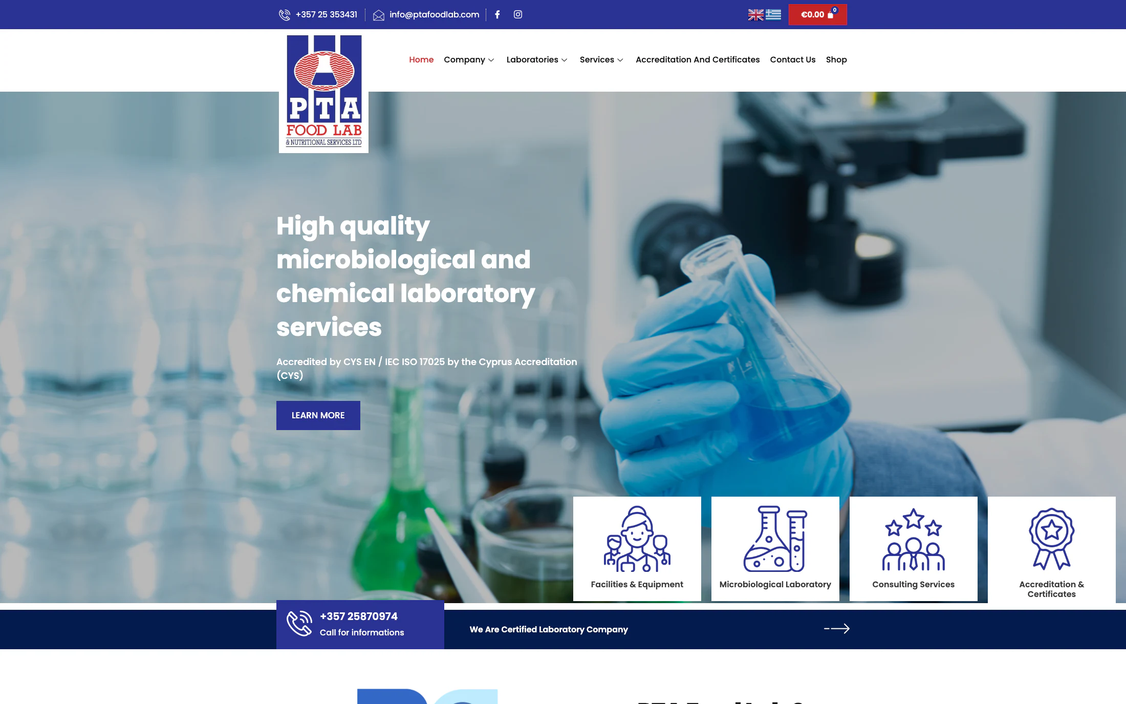 PTA Foodlab homepage screenshot — WordPress project by Adnan Khan