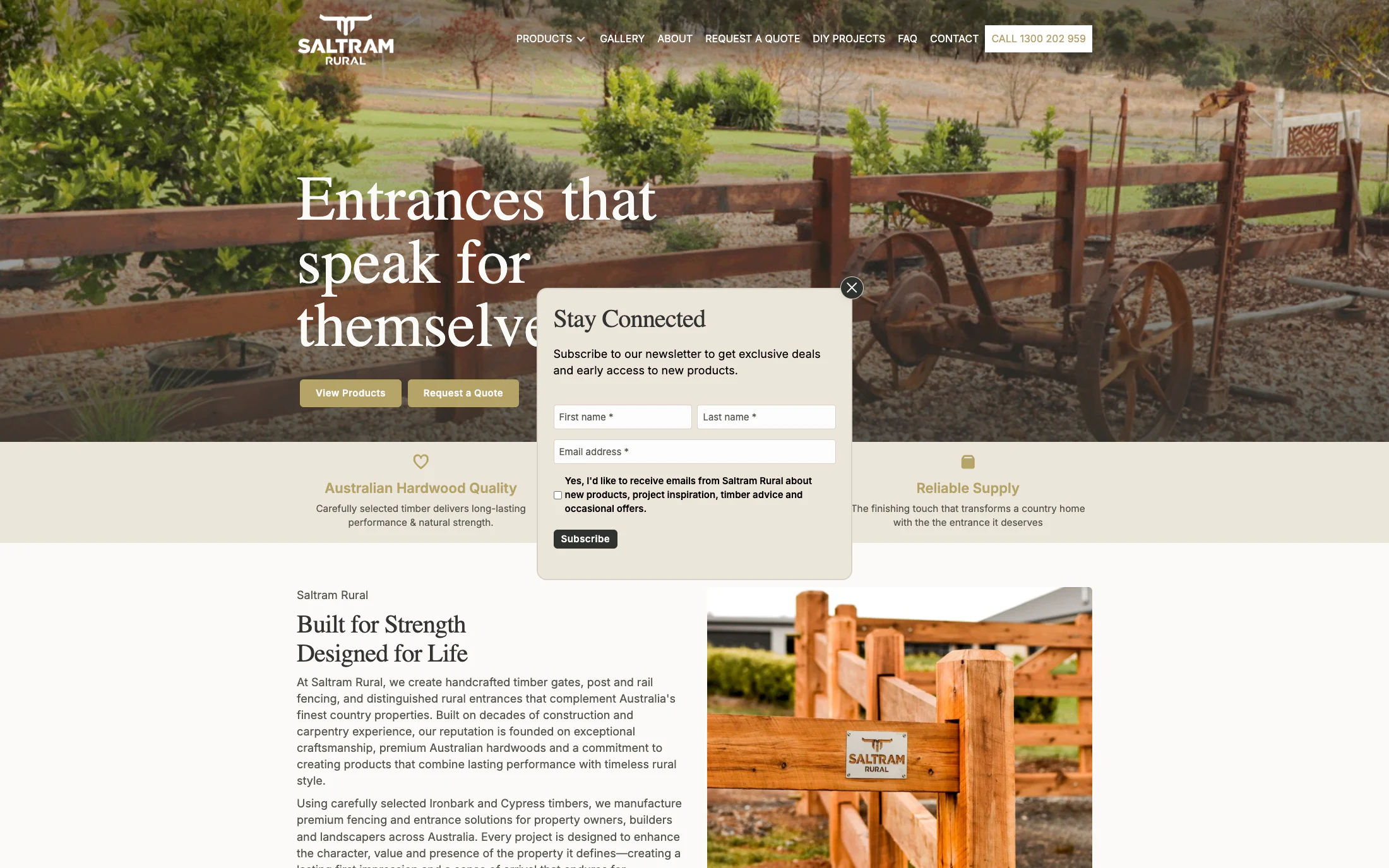 Saltram Rural homepage screenshot — WooCommerce project by Adnan Khan