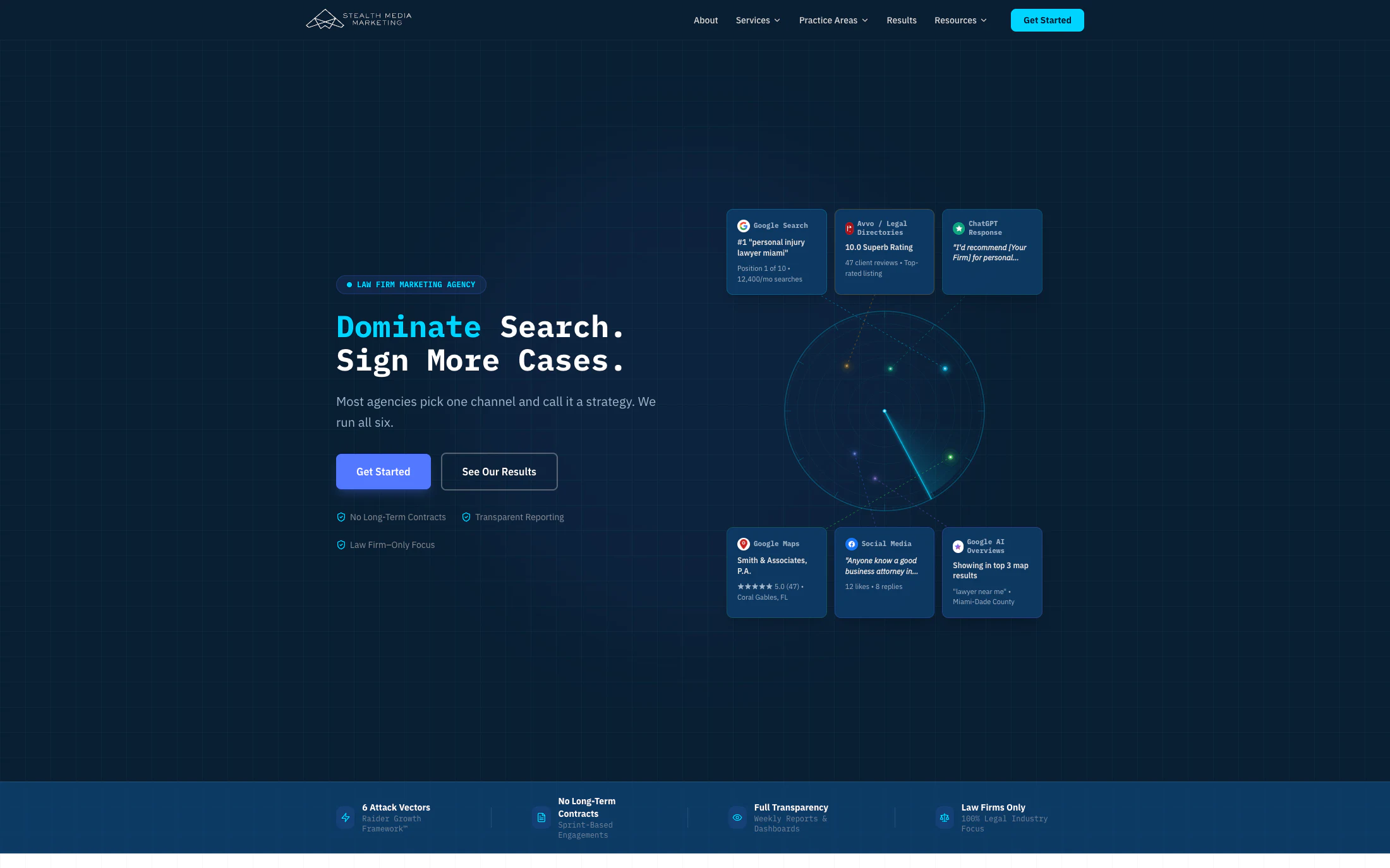 Stealth Media Marketing homepage screenshot — WordPress project by Adnan Khan