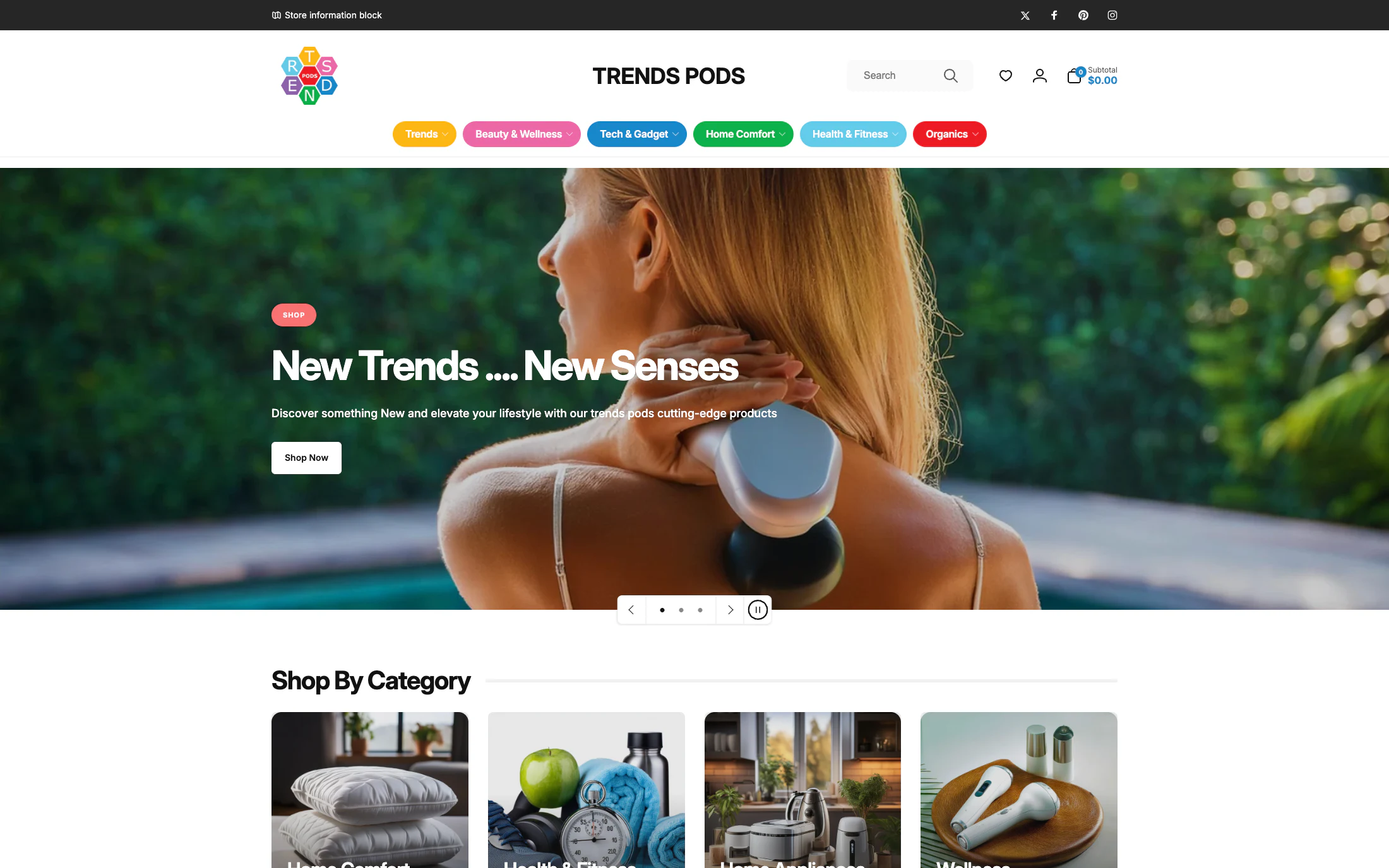 Trendspods homepage screenshot — Shopify project by Adnan Khan