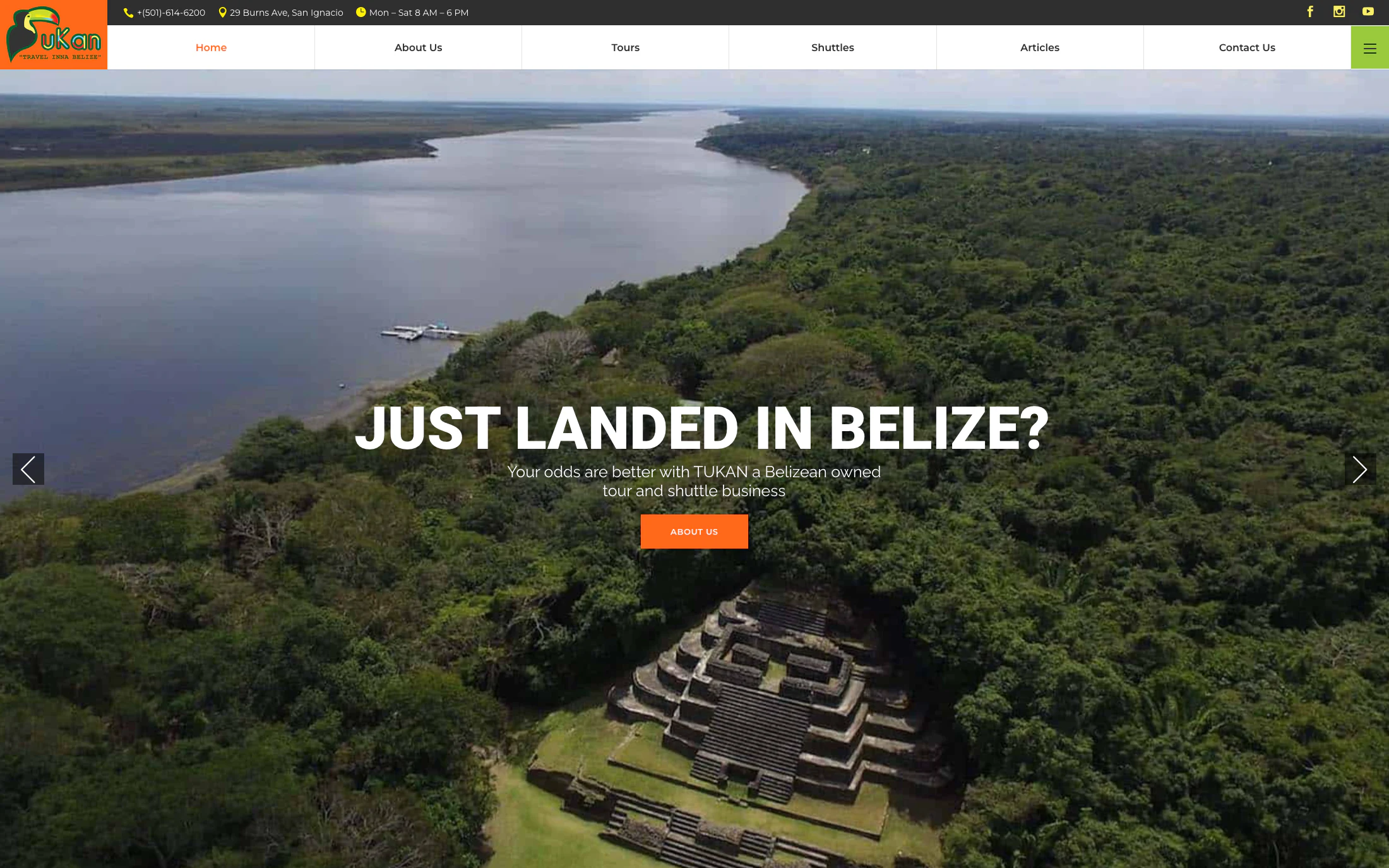 Tukan Travel Belize homepage screenshot — WordPress + Elementor project by Adnan Khan