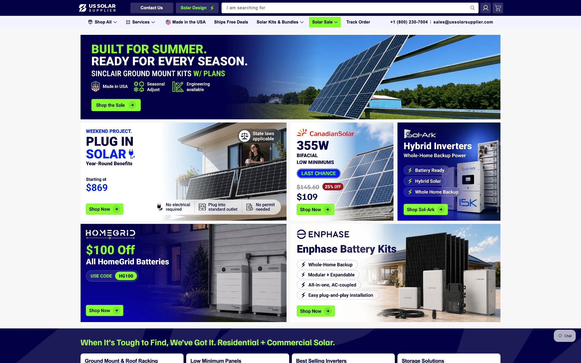 US Solar Supplier homepage screenshot — Shopify project by Adnan Khan