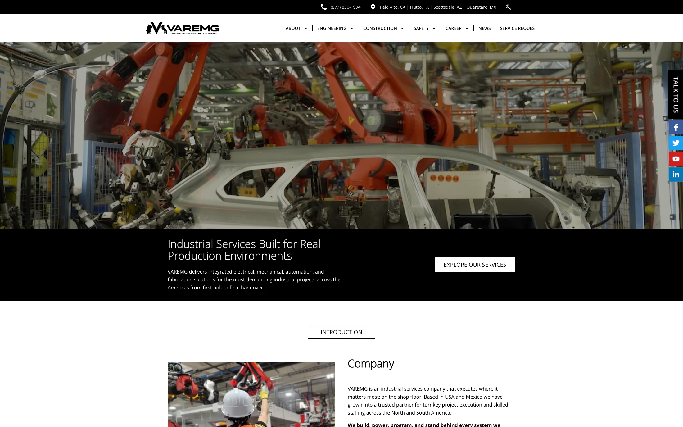 Vare MG homepage screenshot — WordPress project by Adnan Khan